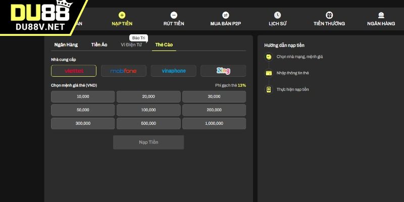 Mất bao lâu xử lý giao dịch nạp tiền DU88
